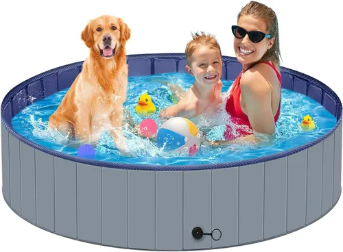Miniatura 9 de Piscina para perros grandes, piscina para niños, de plástico duro, bañera portátil, plegable para perros antideslizantes