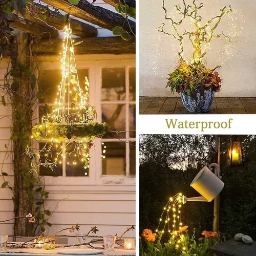 Miniatura 8 de Guirnalda de luces solares para exteriores, 8 modos, 220 luces LED, multihebra, impermeable, regadera, guirnalda de luces para jardín, patio, árbol