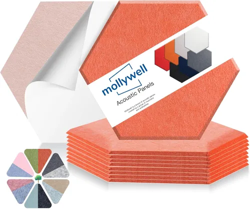 Miniatura 45 de Mollywell Paneles acústicos hexagonales, de alta densidad, insonorizantes, azulejos de fieltro decorativos para reducción de ruido para techos