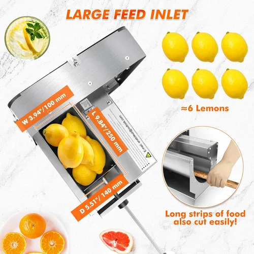 Miniatura 4 de Cortadora de verduras eléctrica Anatole, cortadora comercial de frutas, acero inoxidable, espesor ajustable de 0-0.4'', con modo manual para tomate