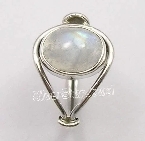 Miniatura 3 de SilverStarJewel Anillo ovalado de plata 925 con piedra lunar y piedra natal de junio para mujer, Año Nuevo, cualquier tamaño 4.5 a 12, Metal Gema