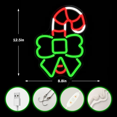 Miniatura 3 de Letrero de neón de caramelo de Navidad para decoración de pared, letrero de neón de Navidad regulable para dormitorio, letreros de luz LED de neón