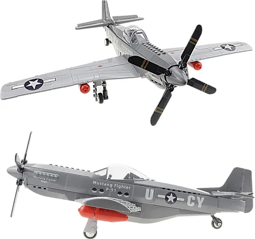 P-51 Mustang Fighter Jets Juego de bloques de construcción de 258 piezas Bomber Avión Juguetes de Construcción WW2 Avión Regalos para Adultos