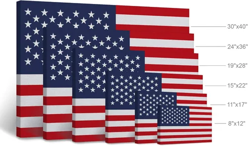 Miniatura 4 de Smile Art Design Lienzo impreso con la bandera de Estados Unidos, arte de pared con bandera de Estados Unidos, decoración del hogar, sala de estar