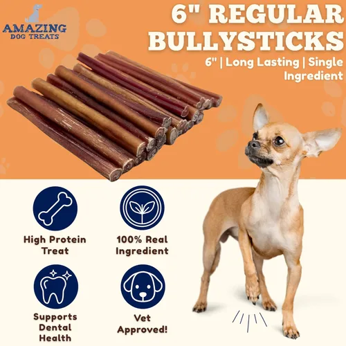 Miniatura 2 de Amazing Dog Treats - Palitos de matón de tamaño mediano de 6 pulgadas (10 unidades) - Palitos de matón a granel para perros - No ocultar huesos