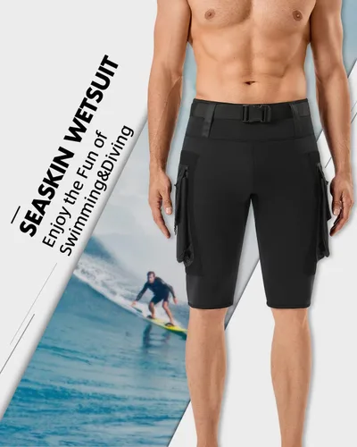 Miniatura 3 de Seaskin Pantalones cortos de buceo de 0.098 in para hombre con bolsillo