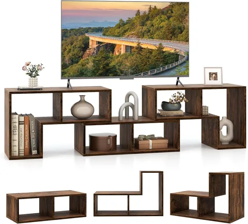 Miniatura 11 de Giantex Soporte de TV de combinación libre para dormitorio, centro de entretenimiento para TV de 50, 55, 60, 65 pulgadas, mesa consola multimedia