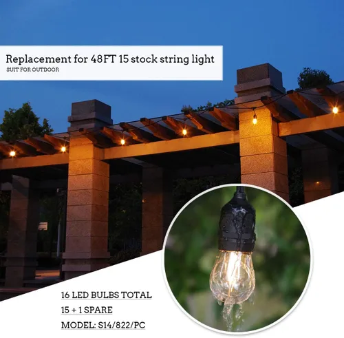 Miniatura 7 de Jslinter Bombillas LED S14 de 1 W, inastillables y resistentes al agua, 2200 K blanco cálido, equivalente a 11 W, base E26, reemplazo