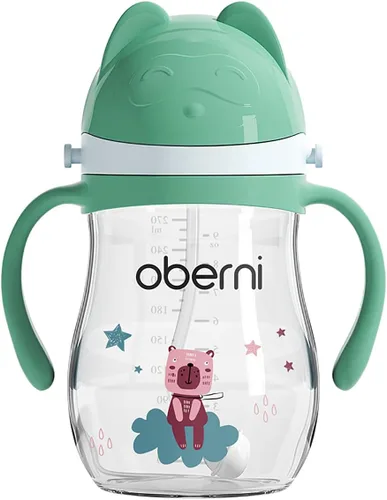Miniatura 13 de Oberni Vasos para beber a prueba de fugas, botella de agua de doble sellado sin derrames, con popote pesado y mango antideslizante para niños de 1 a
