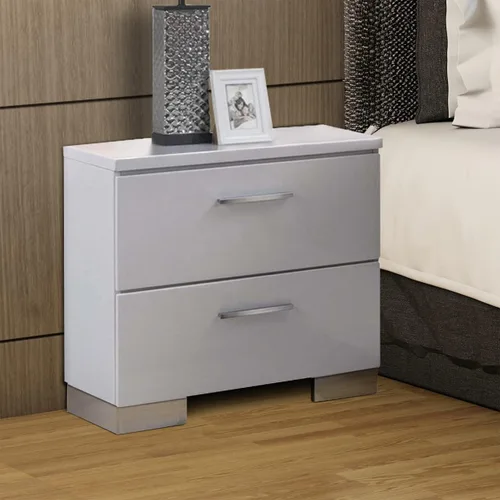 Miniatura 2 de Acme Muebles Lorimar Mesita de noche de madera con 2 cajones en color blanco