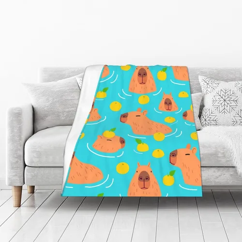 Miniatura 4 de Bonita manta con patrón de animales Capybara, manta suave de franela, acogedora y ligera, regalos de felpa para niños, niñas, mujeres, hombres