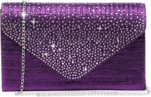 Miniatura 12 de Dasein Bolso de mano con satén satinado para mujer, tipo embrague, para noche, bandolera, bolsos, fiesta, graduación, boda, sobre