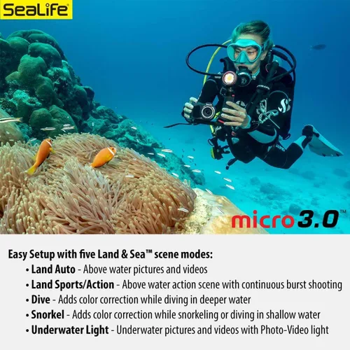 Miniatura 6 de Sealife Micro 3.0 Explorer - Juego de regalo de cámara subacuática de edición limitada para fotografía y video, fácil instalación, incluye luz