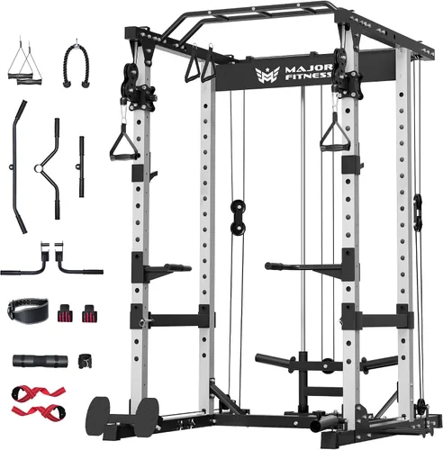 Miniatura 15 de MAJOR FITNESS Drone1 Power Cage - Rack de potencia multifunción para gimnasio en casa, estante para sentadillas, sistema de cruce de cables