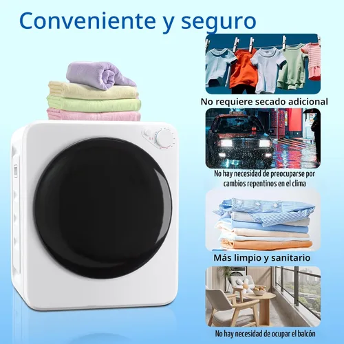 Miniatura 2 de Secadora de ropa portátil de 1.6 pies cúbicos, secadora de lavandería de carga frontal de secado rápido de 800W con 5 modos, mini secadora eléctrica