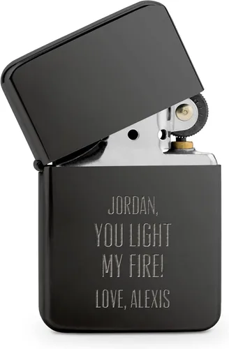 Weddingstar Encendedor personalizado de metal a prueba de viento personalizado negro plomizo - You Light My Fire Grabado Negro (Gunmetal Black)