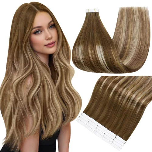 Miniatura 34 de Full Shine - Extensiones de cabello con cinta adhesiva de 18 pulgadas, extensiones de cabello Remy de 1.76 oz, extensiones de cabello lacio