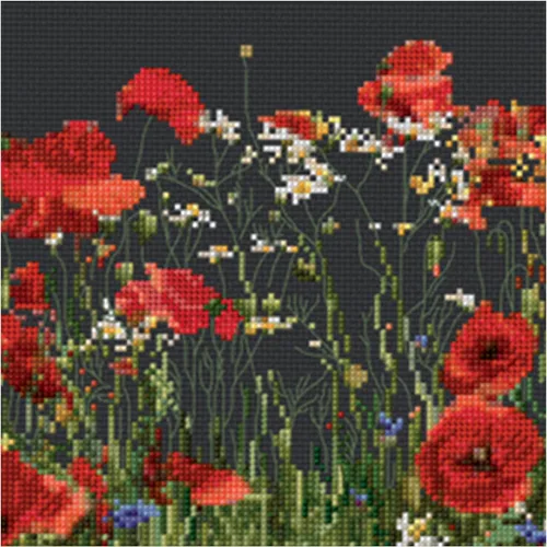 Miniatura 2 de Thea Gouverneur - Kit de punto de cruz, amapolas - Aida Black - 18 unidades - Kit de bordado para adultos - Hilos de bordado DMC y otros suministros