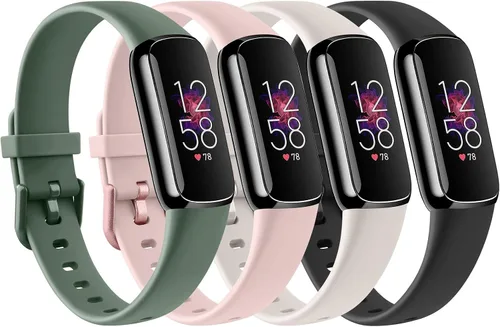 Miniatura 13 de Paquete de 4 correas deportivas compatibles con Fitbit Luxe para mujeres y hombres, correas deportivas de repuesto de silicona suave para Fitbit