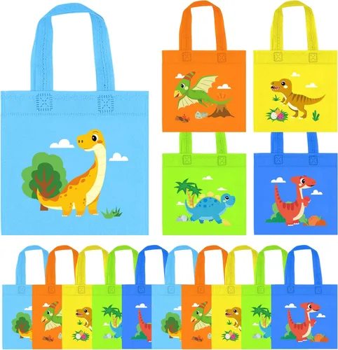 Paquete de 20 bolsas de recuerdo de fiesta de dinosaurio para decoración de fiesta de cumpleaños de animales, regalos de devolución para cumpleaños