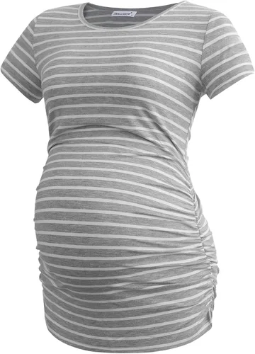 Miniatura 85 de Smallshow - Camiseta de maternidad para mujer, diseño de lados fruncidos, tipo túnica, prendas para el embarazo