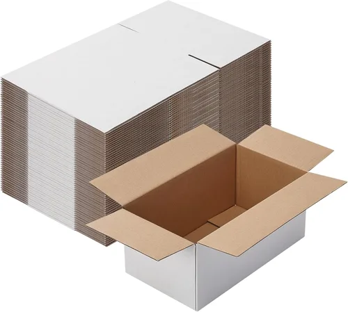 Miniatura 21 de Calenzana Juego de 40 Cajas de Envío 8x6x6, Caja de Cartón Corrugado Blanco para Envío, Embalaje de Regalos, Pequeña Empresa