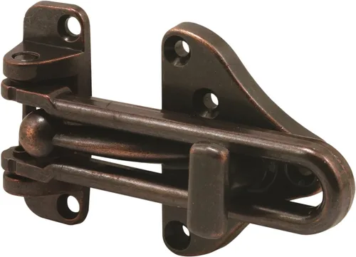Prime-Line U 11317 Cerradura de barra con bisagras, 3-7/8 pulgadas, protector de puerta de alta seguridad, zinc fundido a presión, acabado clásico