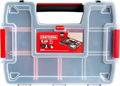 Miniatura 2 de CRAFTSMAN Organizador de almacenamiento, organizador de piezas pequeñas, 3 paquetes con 10 compartimentos, tapa incluye pestillo seguro (CMST60964M)