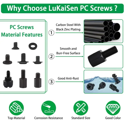 Miniatura 3 de Kit de surtido de 350 tornillos para computadora, separadores de placa base de acero al carbono negro de 6-32 macho a M3 hembra para disco duro SSD
