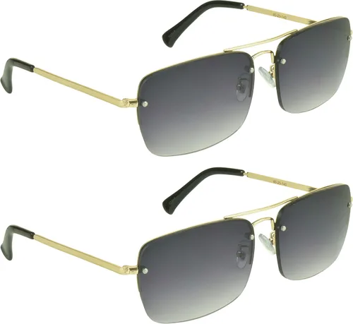 Miniatura 7 de proSPORT Gafas de sol Lectores Lente Completo Cuadrado Aviador Sin Montura Metal Plata Oro Gradiente Gris Marrón Tinte Hombres Mujeres NO BIFOCAL