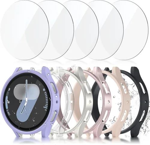 Miniatura 8 de JZK Juego de 6+6 fundas para Samsung Galaxy Watch 6 de 40 mm, protector de pantalla de PC duro impermeable + parachoques delgado de vidrio templado
