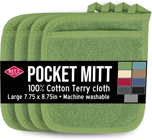 Miniatura 8 de RITZ Guante de bolsillo de rizo y almohadilla caliente: resistente al calor inigualable, 100% algodón duradero, diseño ergonómico para un agarre