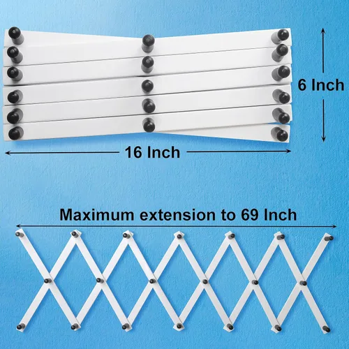 Miniatura 5 de SKOLOO Perchero para sombreros de pared con 17 ganchos, madera maciza, moderno, ampliable, perchero de pared para abrigos, sombreros, bolsos, gorras