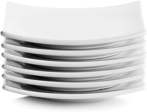 Miniatura 2 de 10 Strawberry Street Simply White - Juego de 6 platos cuadrados de cerámica para aperitivos, tapas y aperitivos para uso diario, microondas