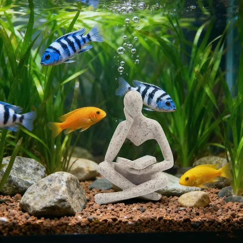 Miniatura 9 de Oooct Estatua de astronauta decoración de pecera, decoración de acuario de peces pequeños de resina, adorno de figura pequeña de pecera, adornos
