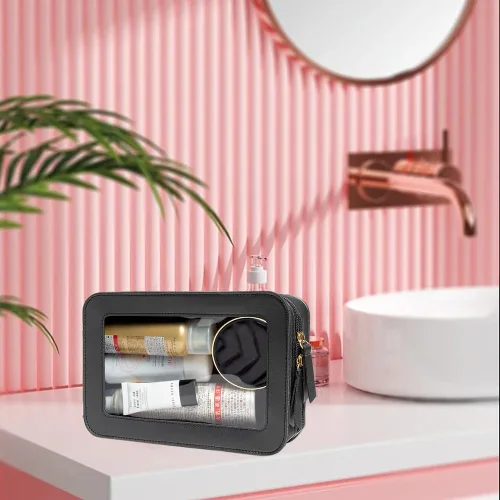 Miniatura 6 de Bolsa de maquillaje transparente pequeña, aprobada por la TSA, bolsa de aseo portátil con cremallera, bolsa de viaje para cosméticos, estuche