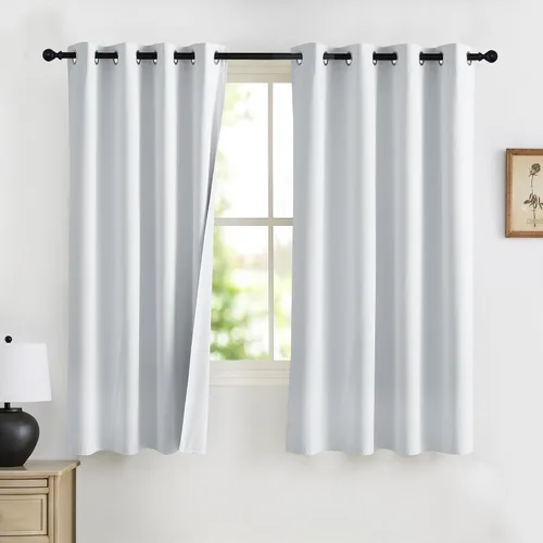 Miniatura 40 de RYB HOME Cortinas opacas grises de 63 pulgadas de largo para dormitorio, cortinas de ventana 100% opacas con aislamiento térmico y reducción