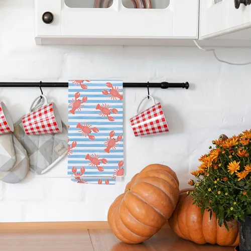 Miniatura 3 de SPBL&L Toallas de Cocina de Langosta - Decoración de Langosta, Toallas de Mano Náuticas para Baño, Toallas de Platos Costeras Náuticas de Playa