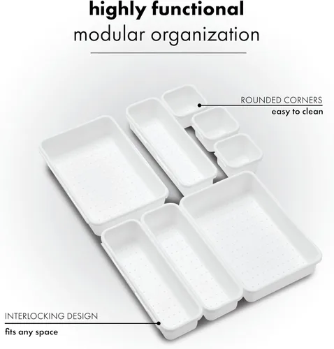 Miniatura 4 de Madesmart Paquete de compartimentos con enclavamiento, blanco, 8 piezas