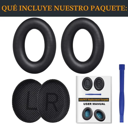 Miniatura 6 de SoloWIT Almohadillas de repuesto para auriculares Bose QuietComfort 35 (QC35) y Quiet Comfort 35 II (QC35 ii), almohadillas con cuero más suave