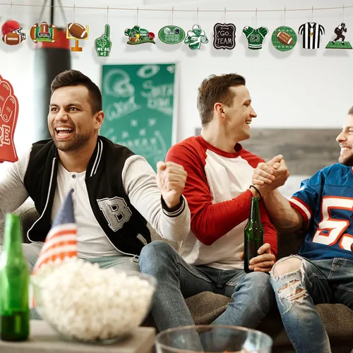 Miniatura 2 de Yulejo 24 adornos colgantes de madera de fútbol para árbol de Navidad, adorno de madera recortado de fútbol, decoración de manualidades, recuerdos
