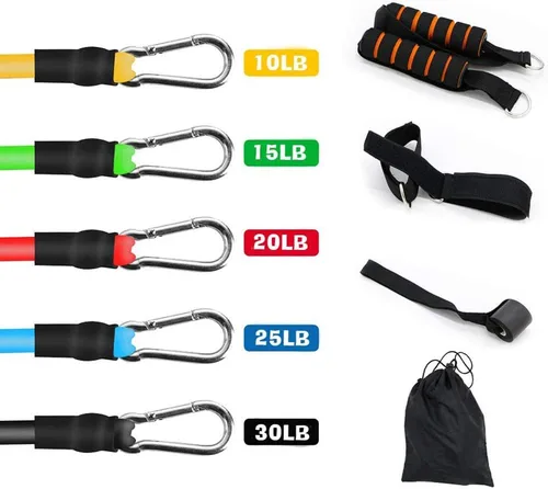Miniatura 2 de UPONE Juego de bandas de resistencia elásticas para ejercicio con anclaje de puerta, bandas de ejercicio de terapia física con asas, correas