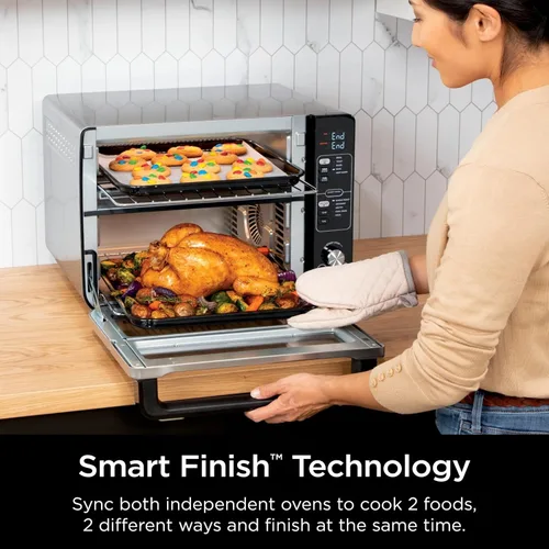 Miniatura 4 de Ninja Horno doble DCT400 10 en 1 con FlexDoor, FlavorSeal y acabado inteligente, convección superior rápida y parte inferior de freír al aire