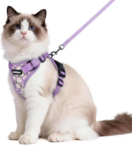 Miniatura 81 de rabbitgoo Cat Harness and Leash Set, Escape Proof Vest, XXS, Berry Pounce Soft Breathable Mesh, No-choke Adjustable Fit, Snap Buckles, Sturdy