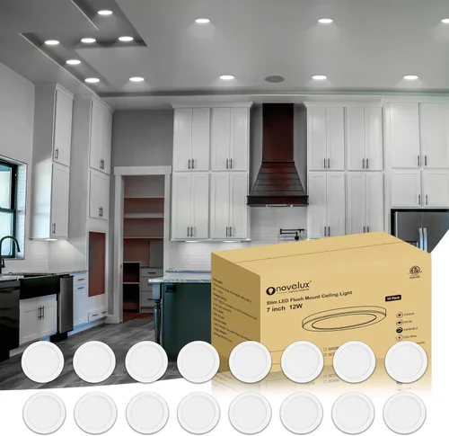 Miniatura 15 de Lámpara de techo LED de 7 pulgadas, montaje empotrado, atenuable, luz de techo plana redonda ultra delgada de 5000 K, luz diurna, lámpara de techo