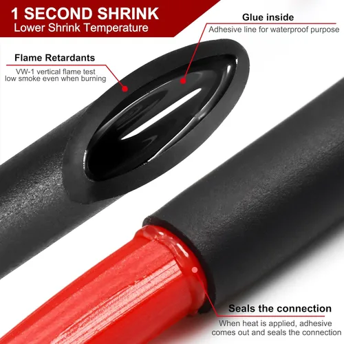 Miniatura 5 de Chanzon - Tubo termorretráctil de relación 3:1, 1-1/4" (30mm), grado marino, con revestimiento adhesivo impermeable, rollo de 4 pies