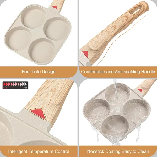 Miniatura 6 de MyLifeUNIT Sartén para huevos de 4 tazas antiadherente, sartén para huevos fritos para desayuno, panqueques, hamburguesas, sándwiches, adecuada