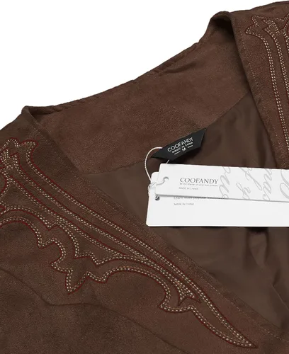 Miniatura 5 de COOFANDY Chaleco de traje de cuero de gamuza para hombre, chaleco occidental casual, chaleco ajustado