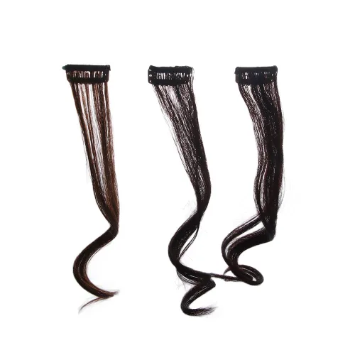 Miniatura 5 de Vctitil Flequillo de pelo falso para mujer, fleco lateral natural, fleco lateral largo, ondulado, rizado, clip en fleco lateral frontal (negro)