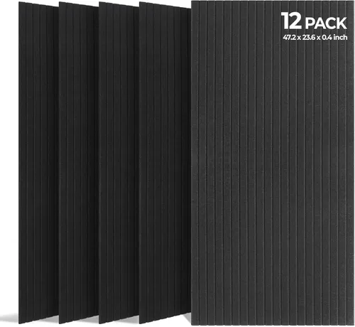SODOCT - Paquete de 12 paneles acústicos grandes, 47.2 x 23.6 x 0.4 pulgadas, paneles a prueba de sonido para paredes, paneles de absorción de Negro